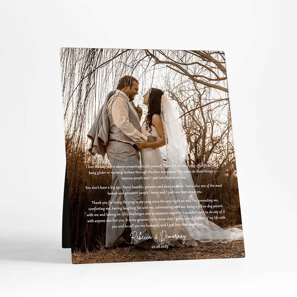 Wedding Photo and Vows Anniversary Desktop Plaque Gift for Couple D-2158