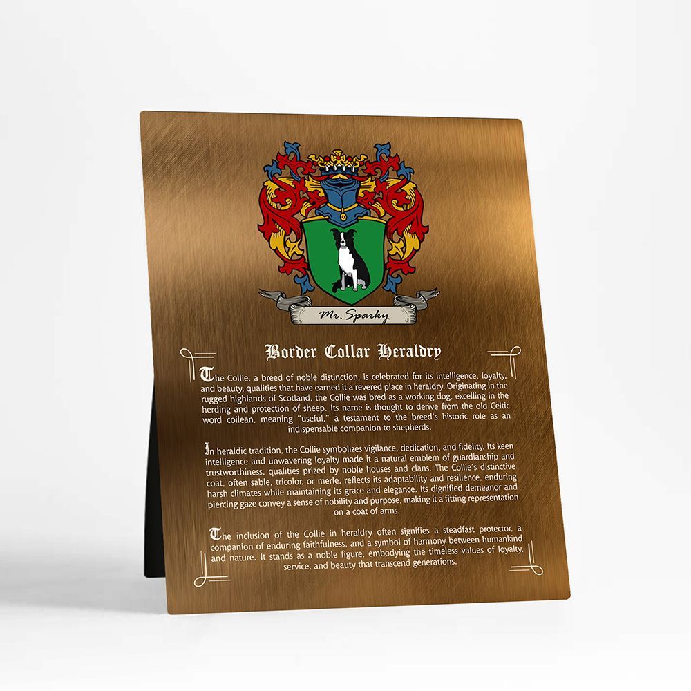 Bronze Pet Coat of Arms History of Breed Pet Anniversary Desktop Plaque Gift for Family D-2134
