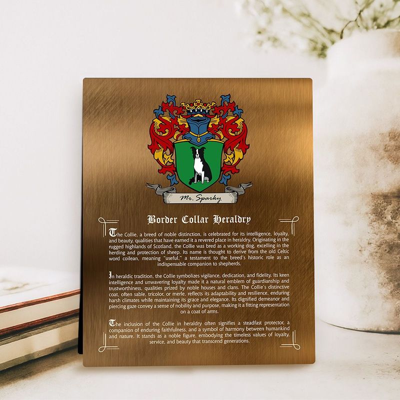 Bronze Pet Coat of Arms History of Breed Pet Anniversary Desktop Plaque Gift for Family D-2134