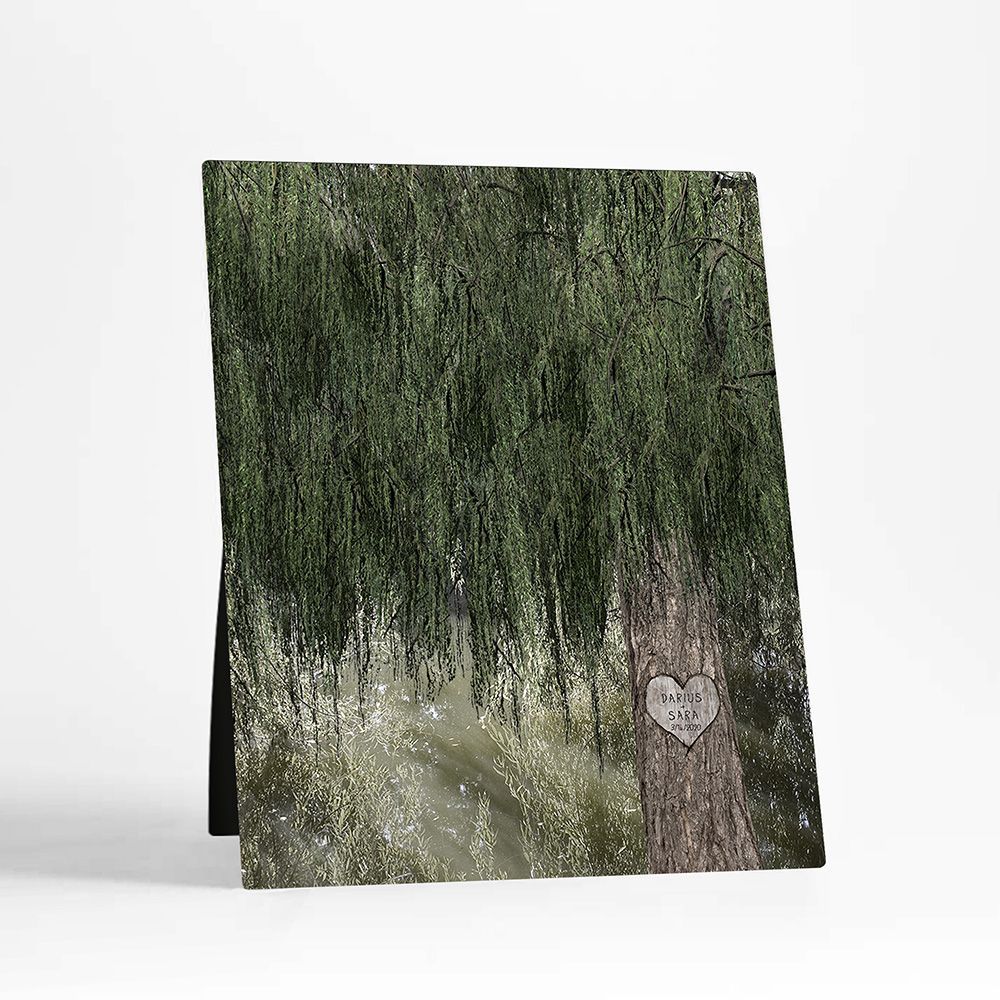 Large Green Willow Names in Tree Anniversary Desktop Plaque Gift for Couple D-2173