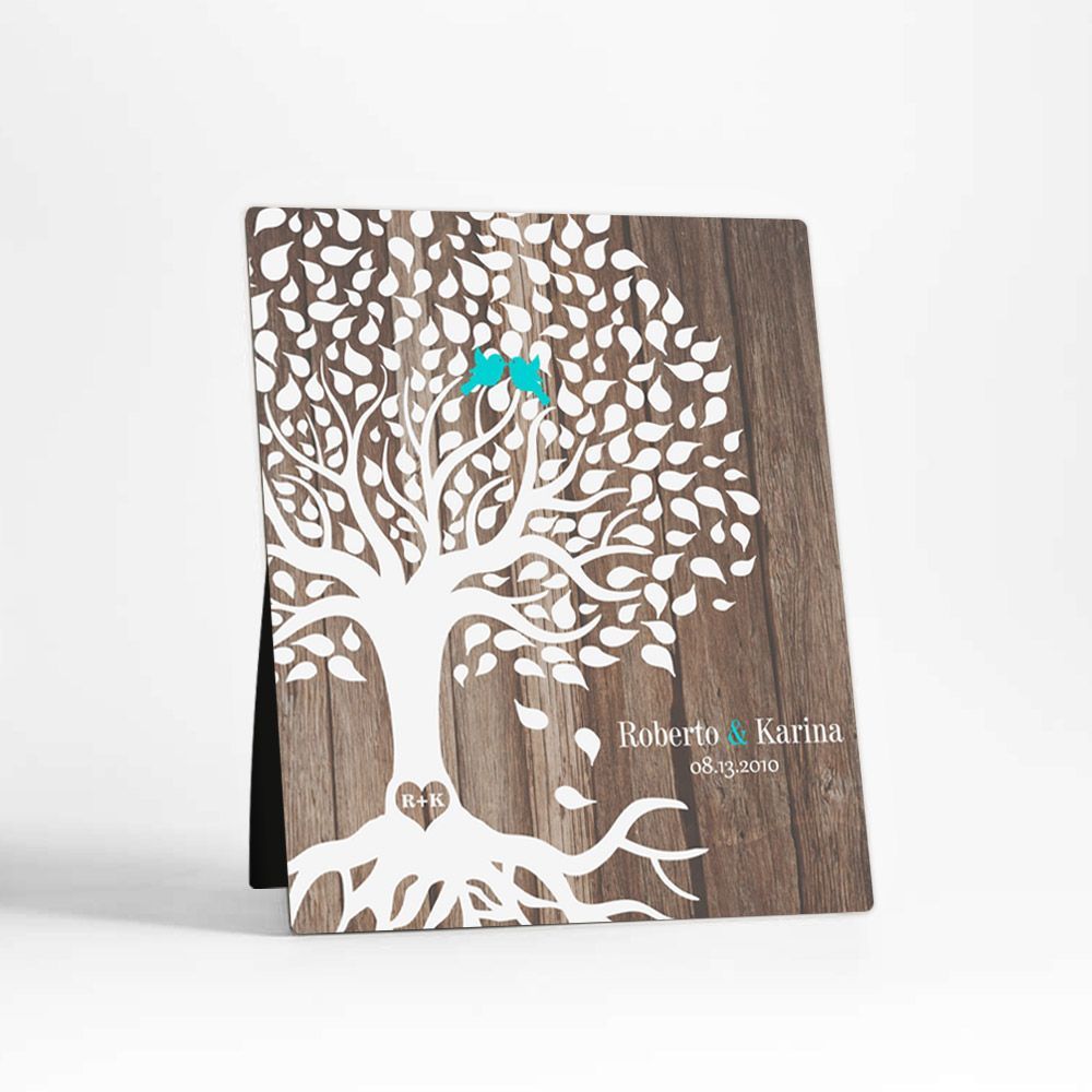 Wood Tree with Roots 5th Anniversary Desktop Plaque Gift for Couple D-1727