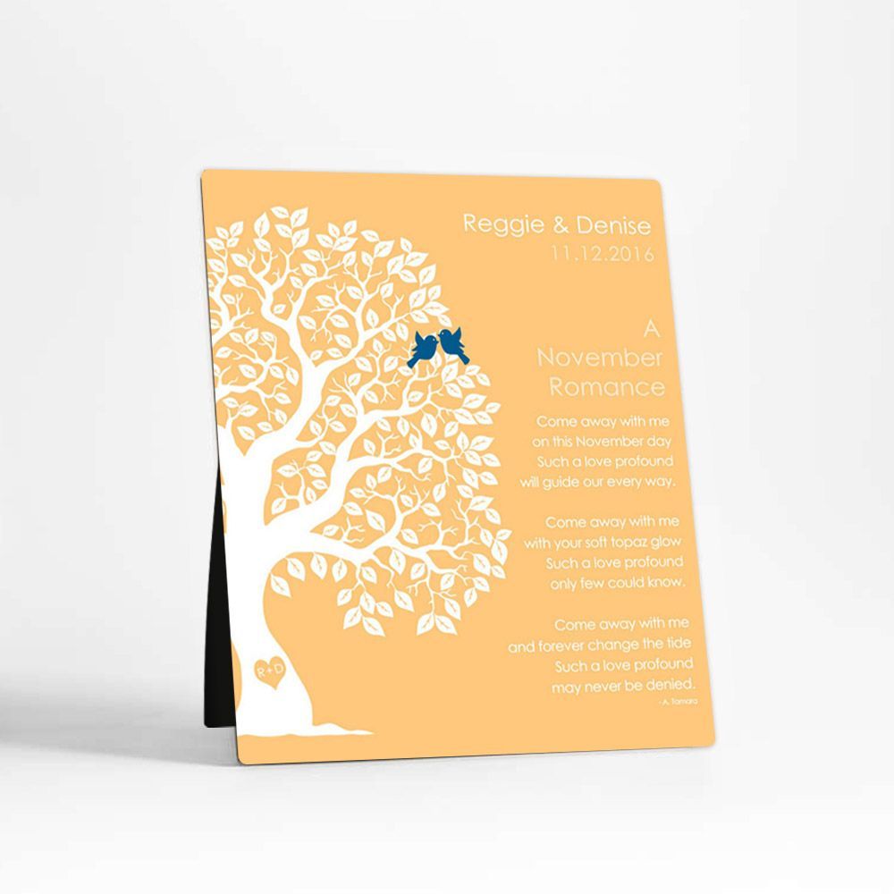 Half Artful Tree Engagement Desktop Plaque Gift for Couple D-1711