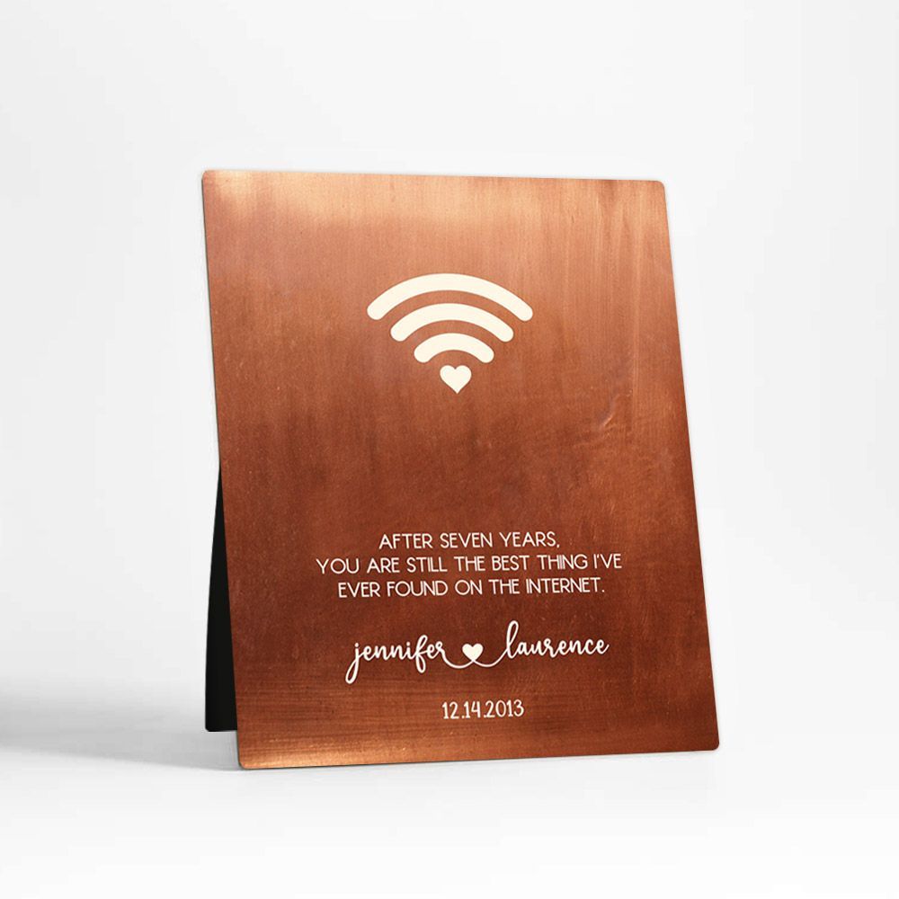 Copper Couple Silhouette 7th Anniversary Desktop Plaque Gift for Couple D-1566