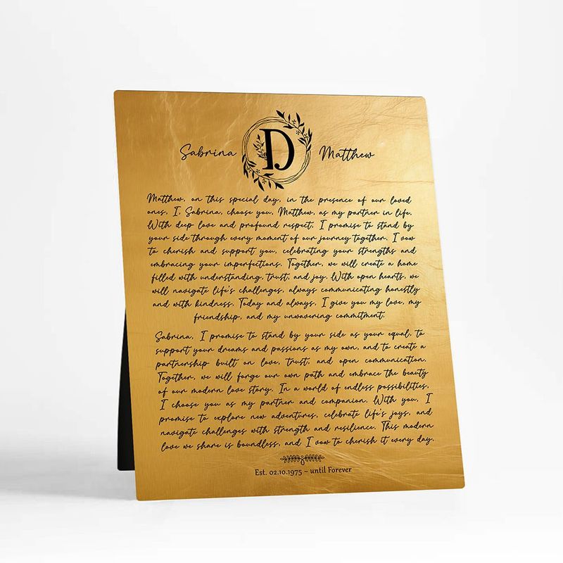 Gold Surname Monogram and History Housewarming Desktop Plaque Gift for Family D-2124