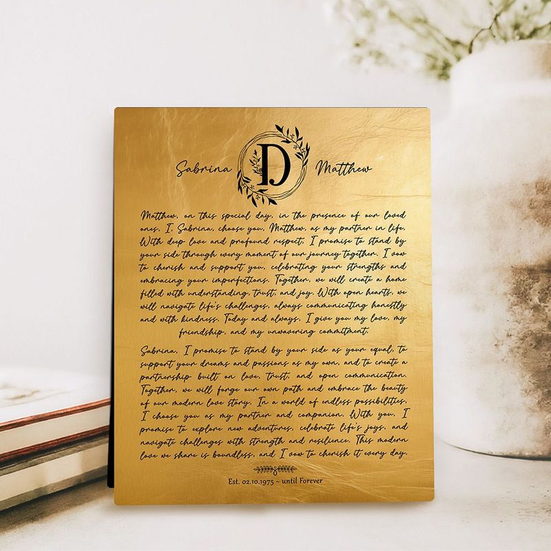 Gold Surname Monogram and History Housewarming Desktop Plaque Gift for Family D-2124
