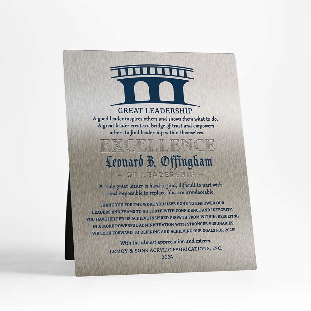 Tin Corporate Bridge of Trust Leadership Appreciation Desktop Plaque Gift for Employee D-2114