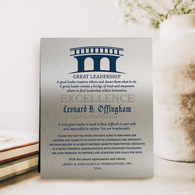 Tin Corporate Bridge of Trust Leadership Appreciation Desktop Plaque Gift for Employee D-2114