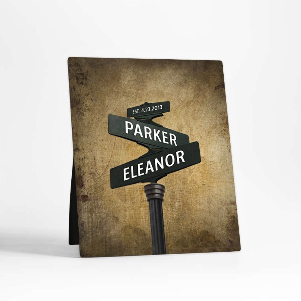Brass Crossroads Signpost 21st Anniversary Desktop Plaque Gift for Couple D-1945