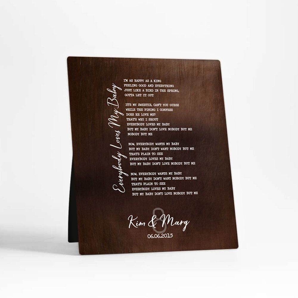 Bronze Our Song Lyrics 8th Anniversary Desktop Plaque Gift for Couple D-1923