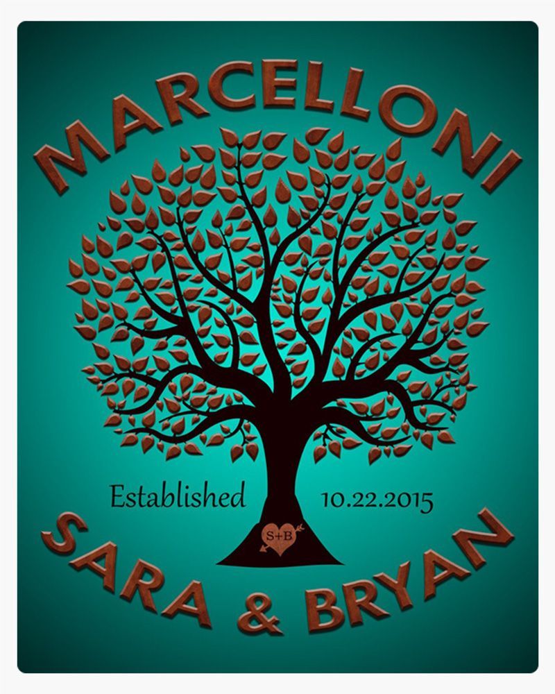 Green Metallic Family Tree Established Anniversary Wall Plaque Gift for Couple LTC-1188
