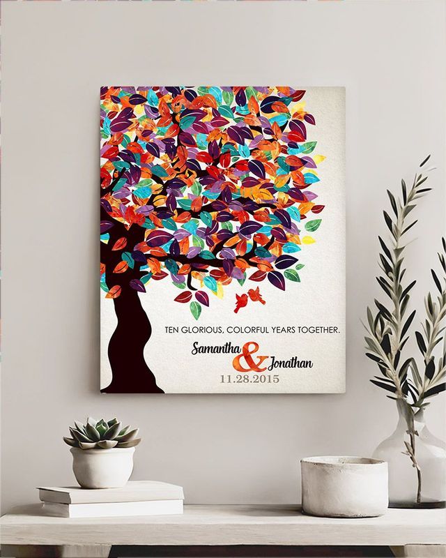 #1 Best Seller - Half Spring Tree 10th Anniversary Wall Plaque Gift for Couple LTC-1163