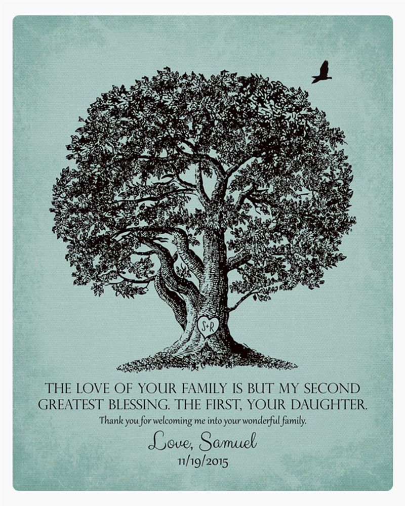 Turquoise Old Oak Tree Wedding Wall Plaque Gift for Mother Of The Bride LTC-1158