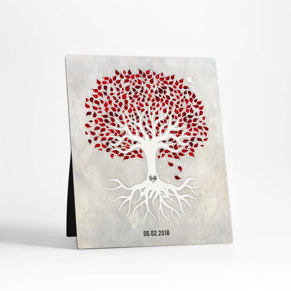 Garnet Treed Anniversary Desktop Plaque Gift for Couple D-1546