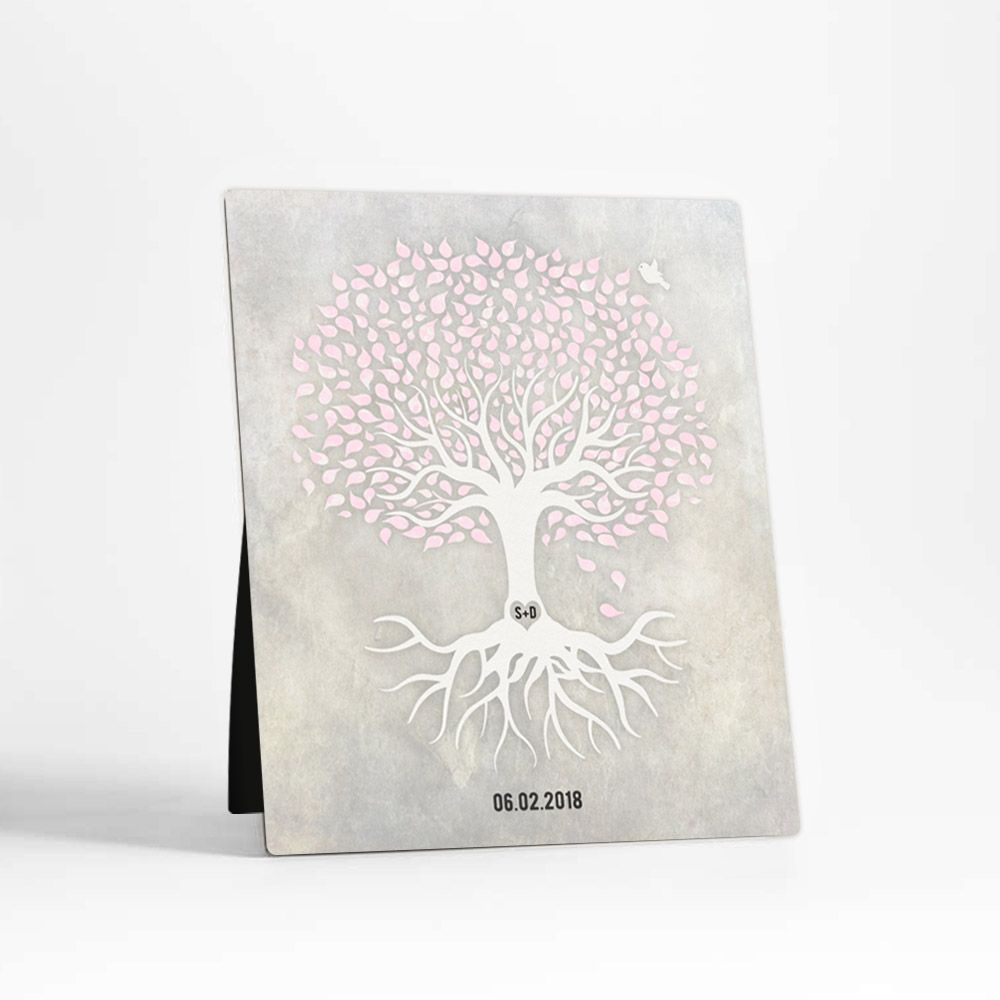 White Canopy Tree Anniversary Desktop Plaque Gift for Couple D-1540