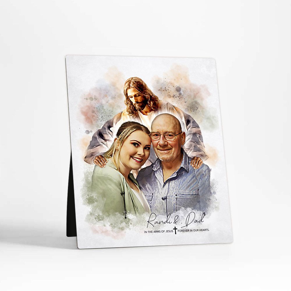 Watercolor Portrait Memorial Desktop Plaque Gift for Bereaved Loved One D-1856