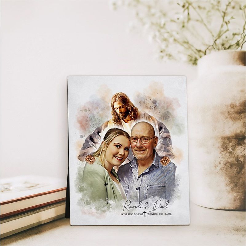 Watercolor Portrait Memorial Desktop Plaque Gift for Bereaved Loved One D-1856