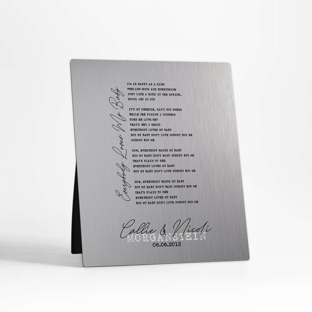 Tin Our Song Lyrics 10th Anniversary Desktop Plaque Gift for Couple D-1829