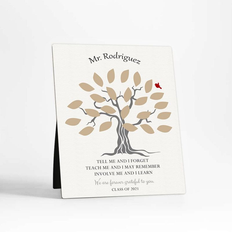 Names in Leaves Teacher Appreciation Desktop Plaque Gift for Educator D-1796