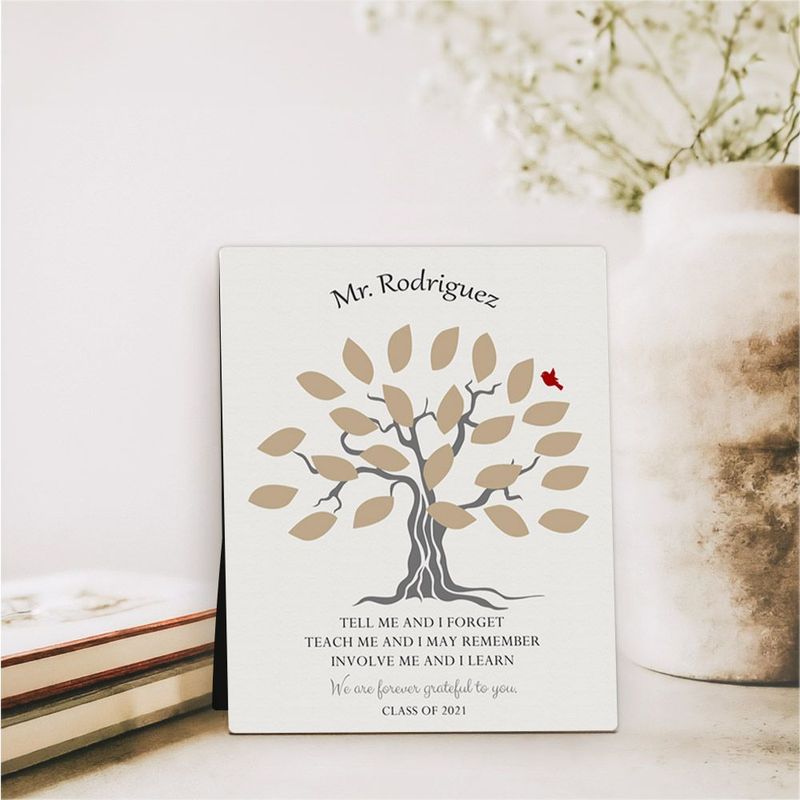 Names in Leaves Teacher Appreciation Desktop Plaque Gift for Educator D-1796
