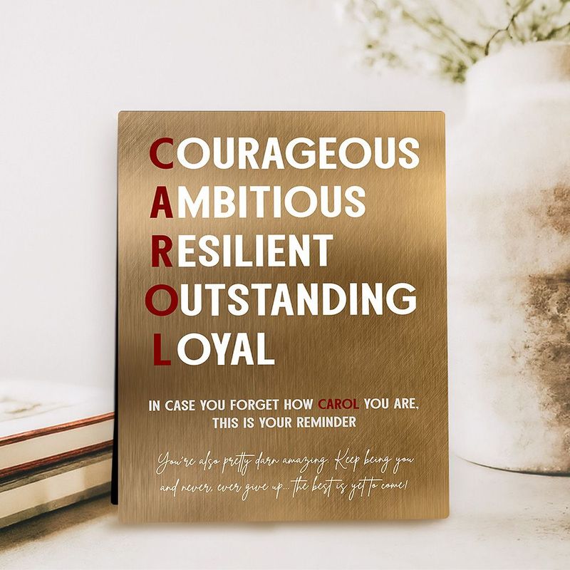 Bronze First Name Acronym Encouragement Birthday Desktop Plaque Gift for Family D-2163
