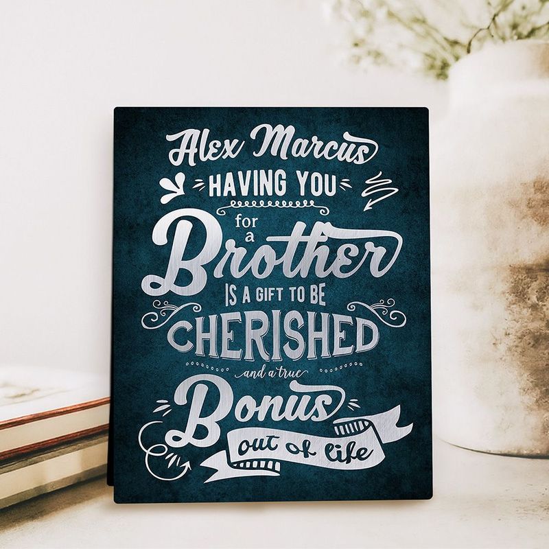 A Brother is a Bonus Out of Life Typography Birthday Desktop Plaque Gift for Brother D-2148