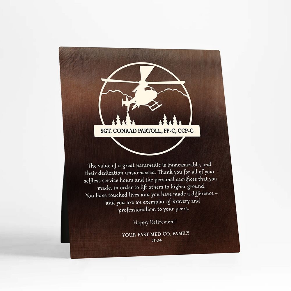 Bronze Helicopter Pilot Service Award Retirement Desktop Plaque Gift for Pilot D-2130