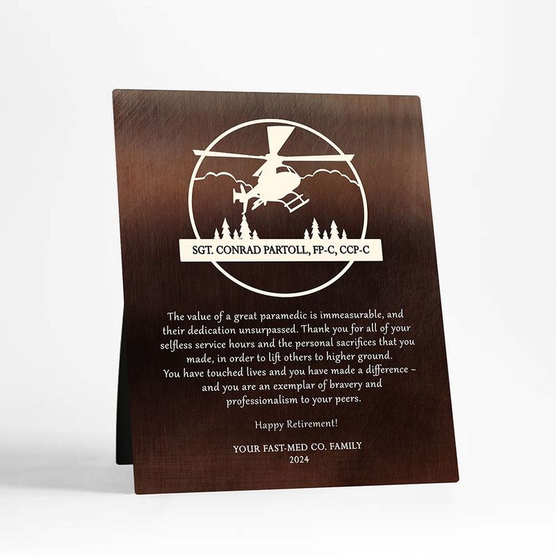 Bronze Helicopter Pilot Service Award Retirement Desktop Plaque Gift for Pilot D-2130