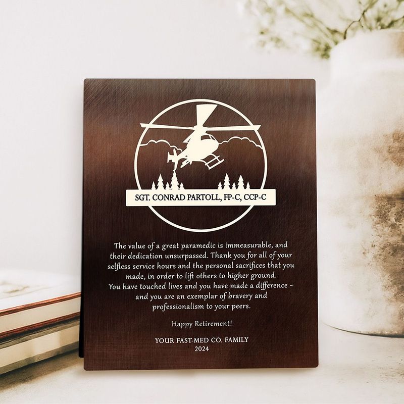 Bronze Helicopter Pilot Service Award Retirement Desktop Plaque Gift for Pilot D-2130