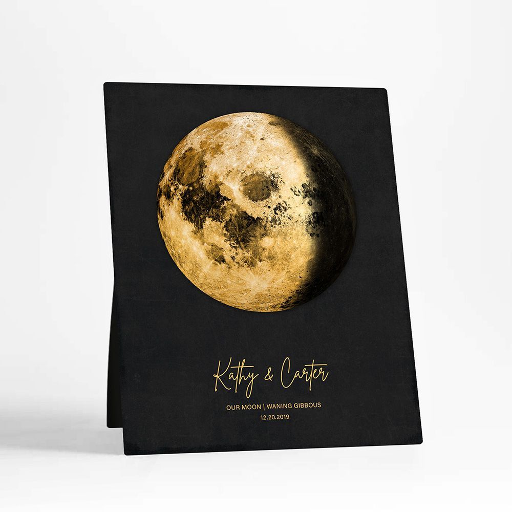 #1 Best Seller - Gold Our Moon Phase Gold Anniversary Desktop Plaque Gift for Couple D-2125