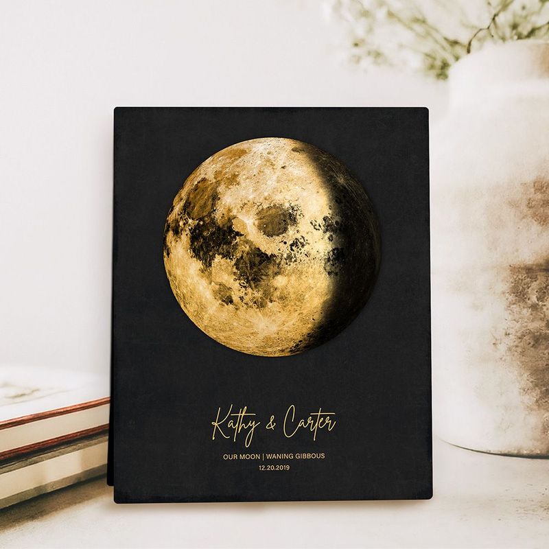 #1 Best Seller - Gold Our Moon Phase Gold Anniversary Desktop Plaque Gift for Couple D-2125