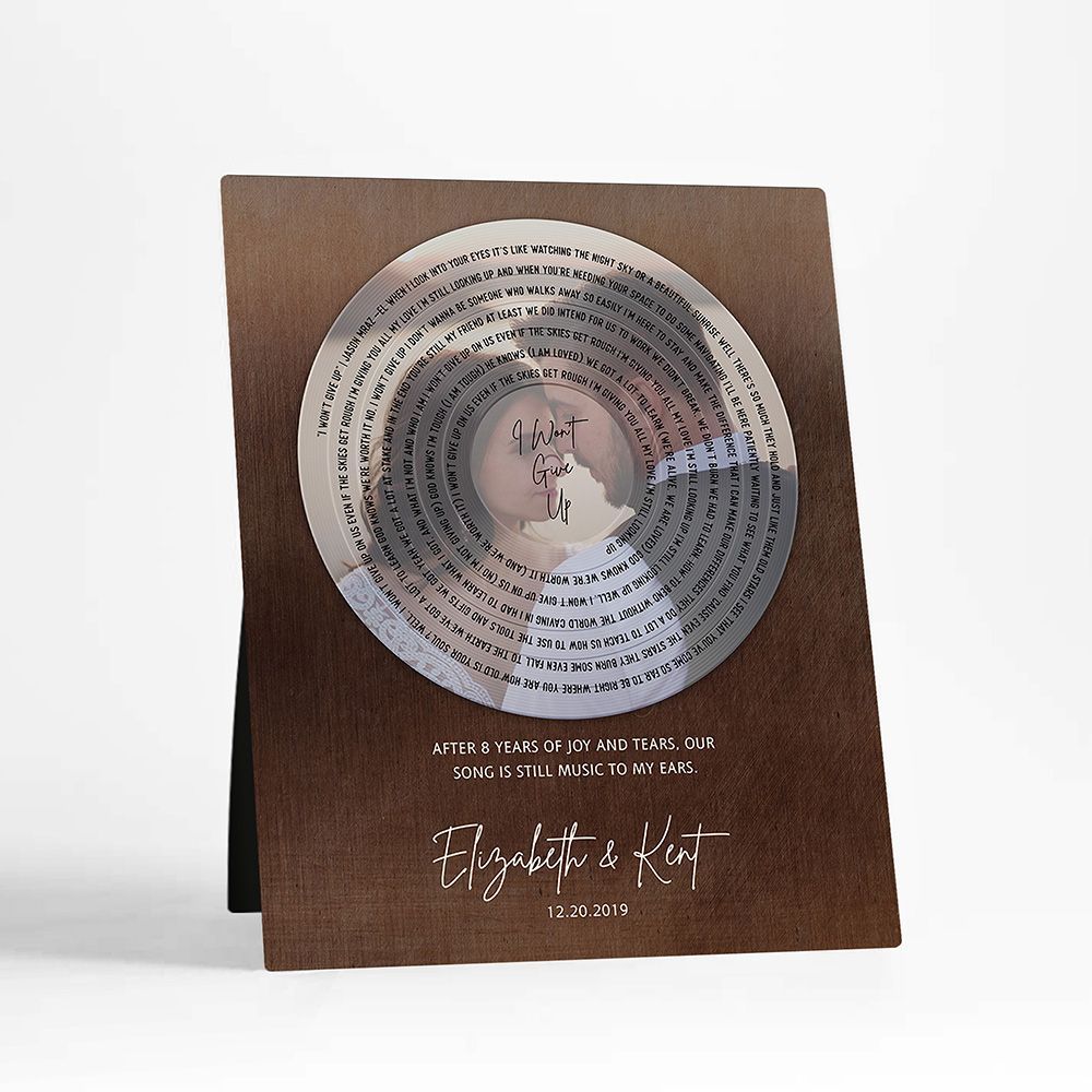 Bronze Our Song Lyrics Record Label Photo 8th Anniversary Desktop Plaque Gift for Couple D-2116