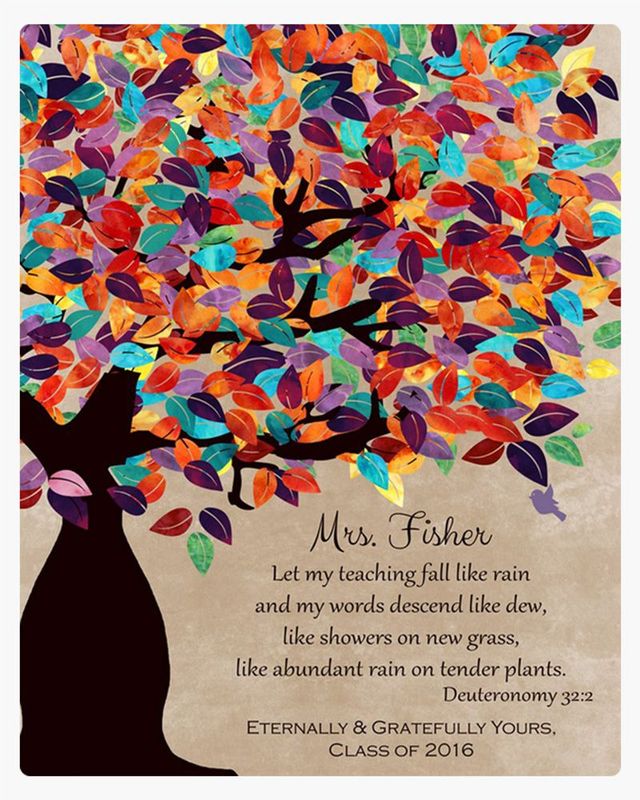 Multicolor Colorful Spring Tree Teacher Appreciation Wall Plaque Gift for Educator LTC-1229