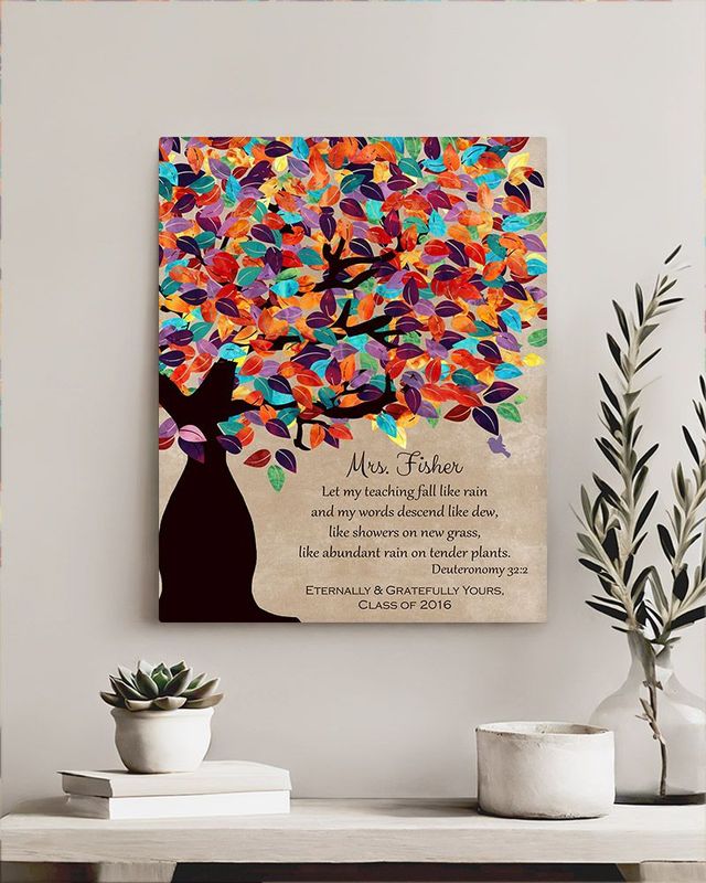 Multicolor Colorful Spring Tree Teacher Appreciation Wall Plaque Gift for Educator LTC-1229