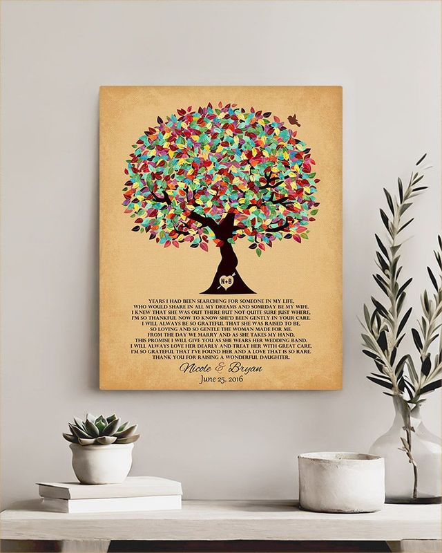 Gold Colorful Summer Tree Wedding Wall Plaque Gift for Mother Of The Bride LTC-1204