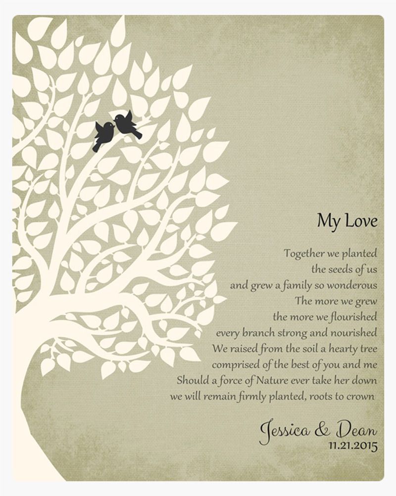 Green Half Tree Silhouette Anniversary Wall Plaque Gift for Couple LTC-1134