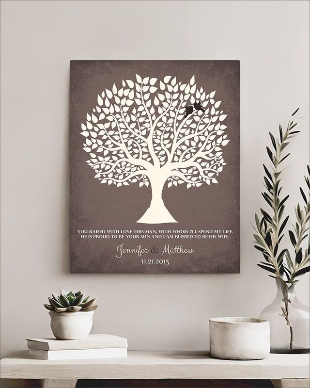 Brown Tree Silhouette Wedding Wall Plaque Gift for Mother Of The Groom LTC-1116