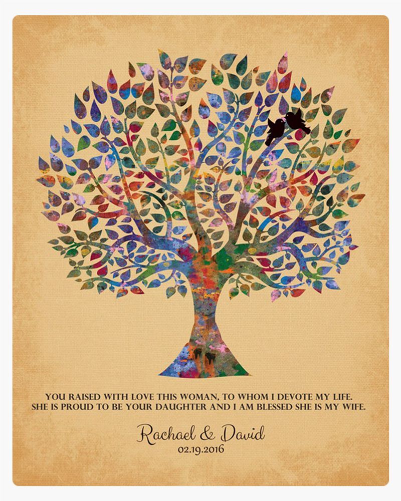 Gold Watercolor Tree Wedding Wall Plaque Gift for Mother Of The Bride LTC-1259