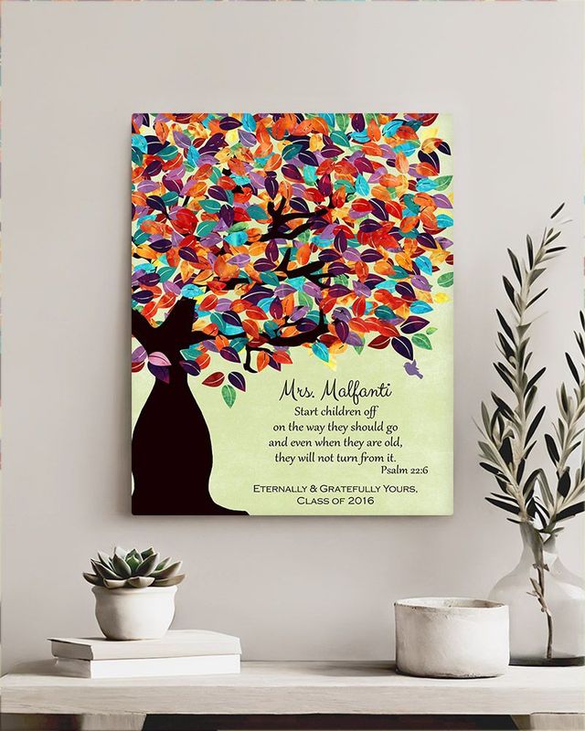 Green Colorful Spring Tree Teacher Appreciation Wall Plaque Gift for Educator LTC-1232
