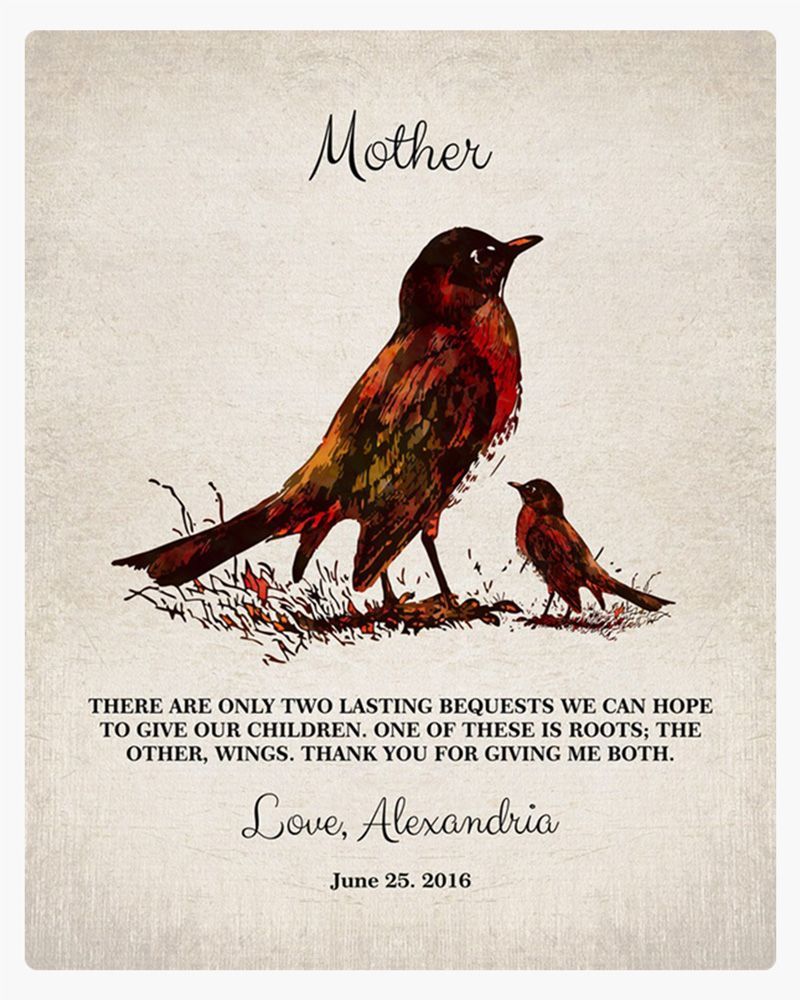 Dark Watercolor Birds Mother&#39;s Day Wall Plaque Gift for Mom LTC-1218