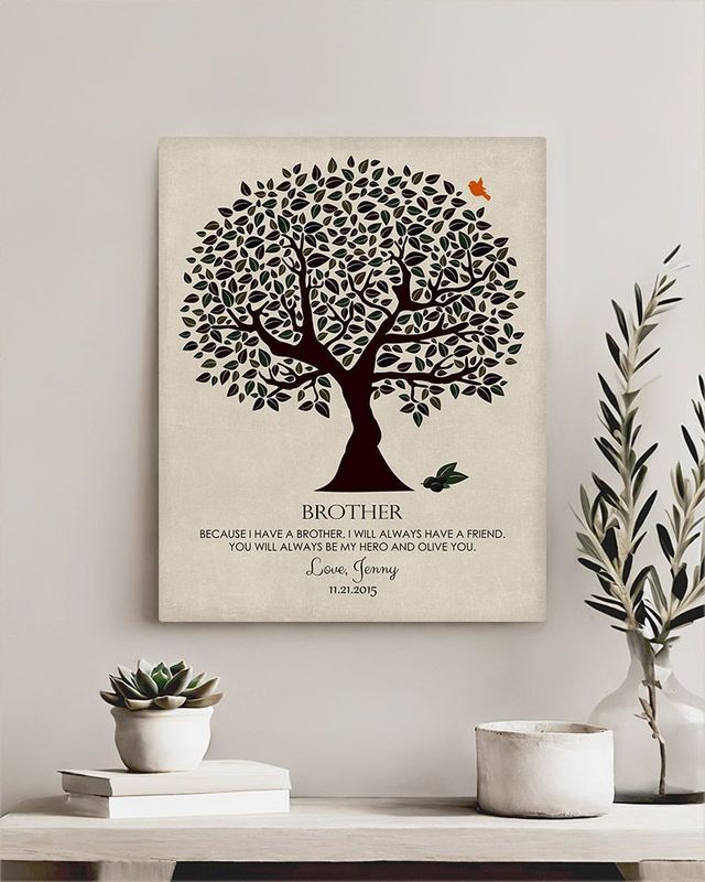 #1 Best Seller - Dark Olive Tree Wedding Wall Plaque Gift for Brother LTC-1162