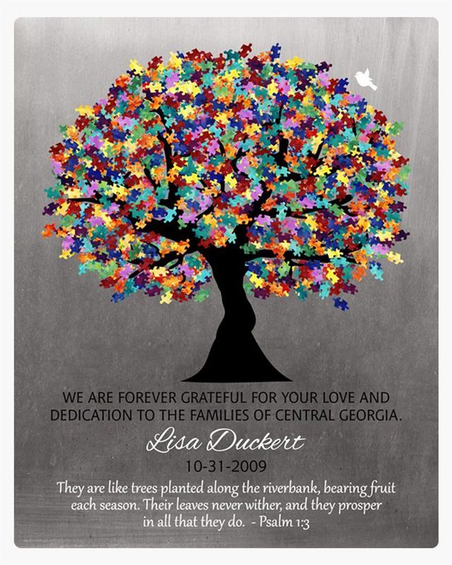 Multicolor Tin Autism Puzzle Leaf Tree Teacher Appreciation Wall Plaque Gift for Educator LTC-1498