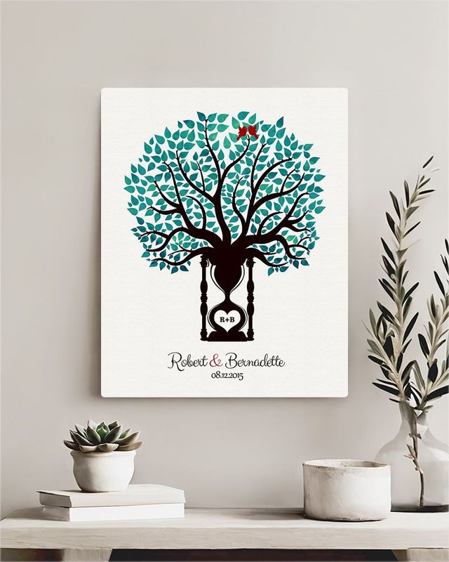 #1 Best Seller - Hourglass Tree 1st Anniversary Wall Plaque Gift for Couple LTC-1387