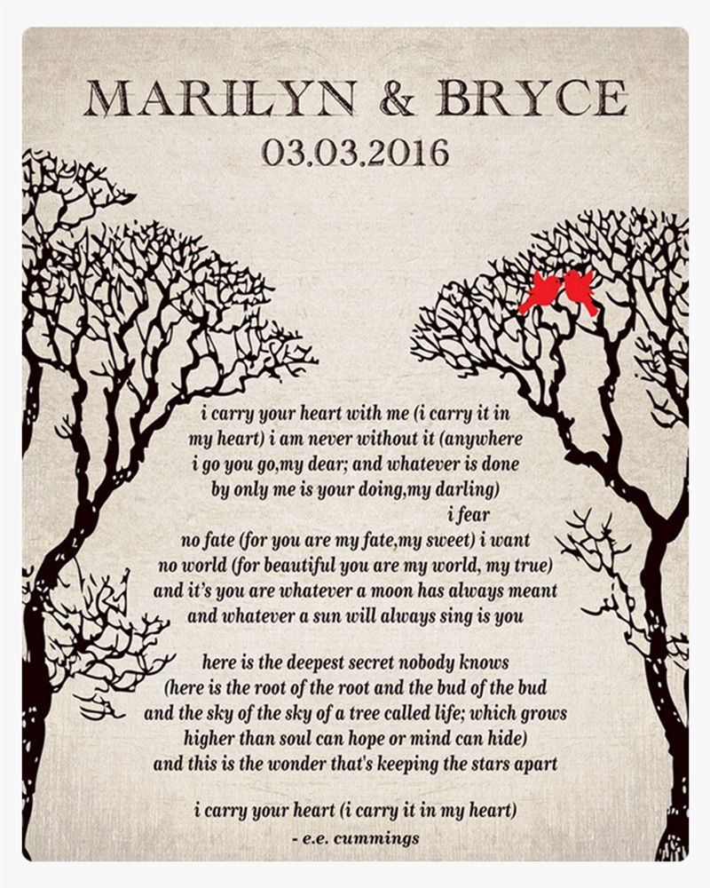 Beige Two Bare Trees 10th Anniversary Wall Plaque Gift for Couple LTC-1304