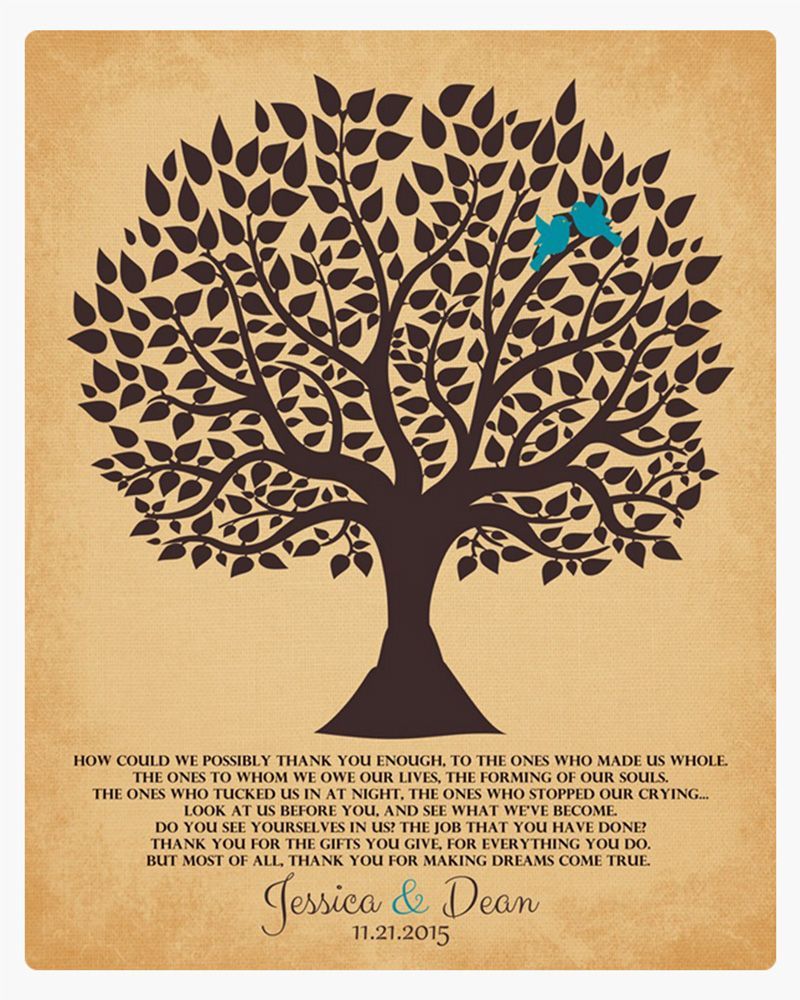 Yellow Tree Silhouette Wedding Wall Plaque Gift for Parents LTC-1118