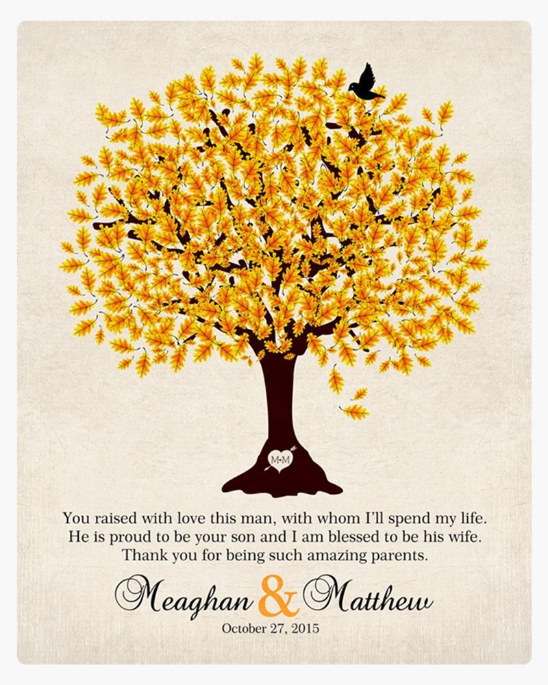 Yellow Oak Tree Wedding Wall Plaque Gift for Mother Of The Groom LTC-1102