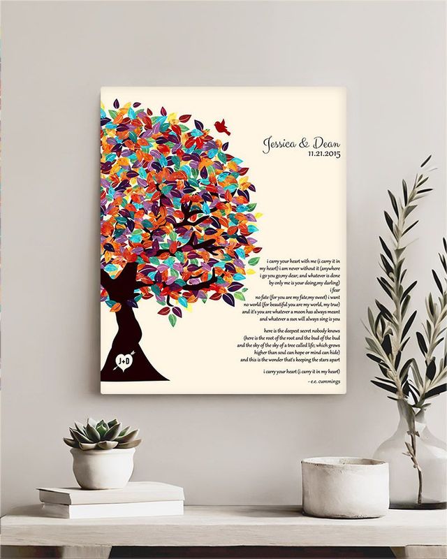 #1 Best Seller - Half Spring Tree 10th Anniversary Wall Plaque Gift for Couple LTC-1287