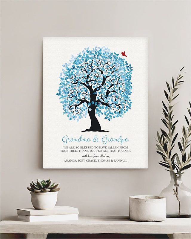 Blue Artful Tree Family Appreciation Wall Plaque Gift for Grandparent LTC-1268