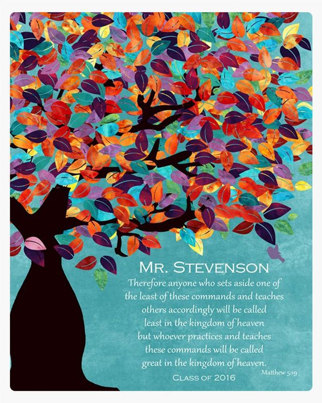 Turquoise Colorful Spring Tree Teacher Appreciation Wall Plaque Gift for Educator LTC-1233