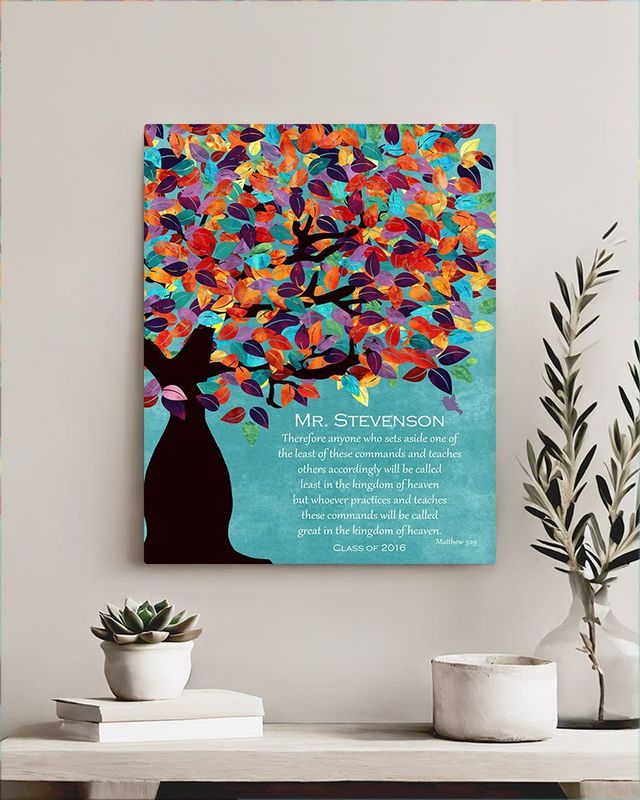Turquoise Colorful Spring Tree Teacher Appreciation Wall Plaque Gift for Educator LTC-1233