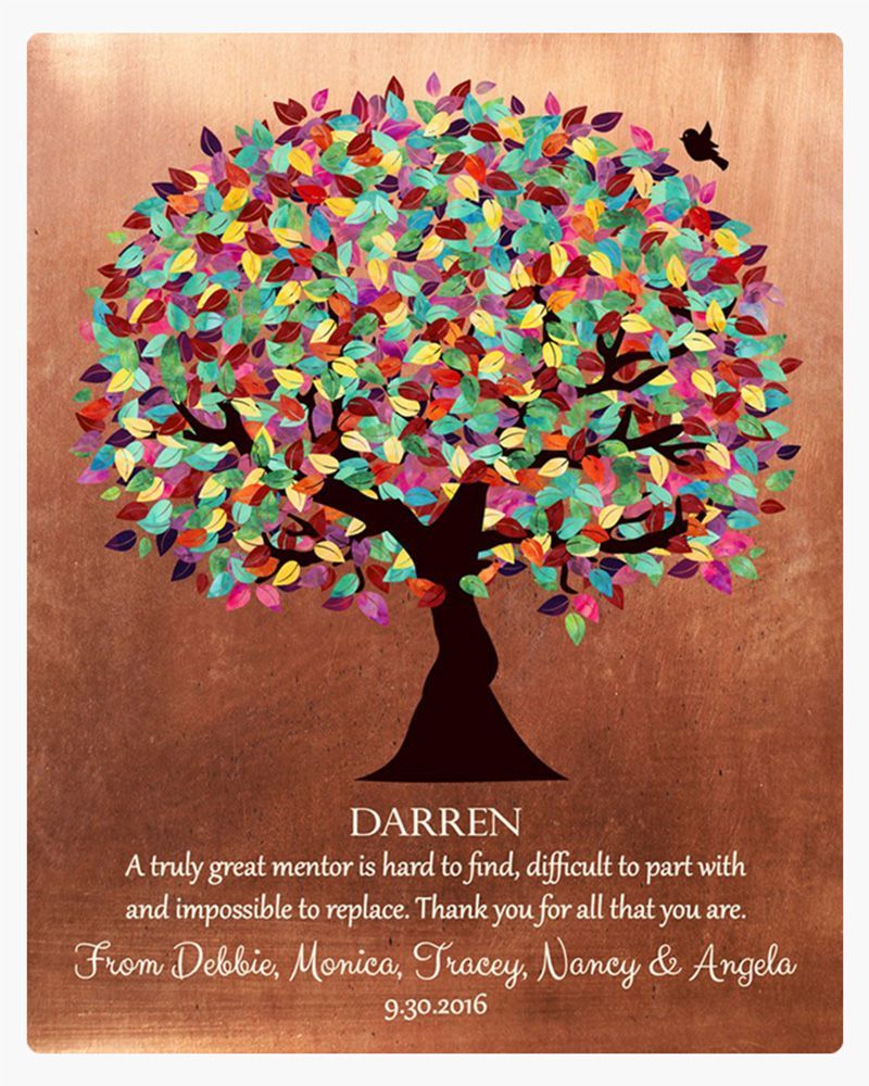 #1 Best Seller - Copper Colorful Spring Tree Leadership Appreciation Wall Plaque Gift for Mentor LTC-1408